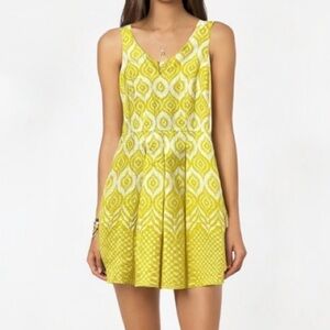 JUST…TAYLOR Fit and Flare Yellow Patterned Mini Dress Size 6